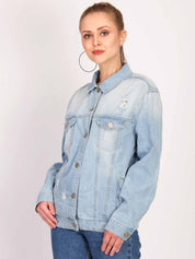 KOTTY Full Sleeve Solid Women Denim Jacket 