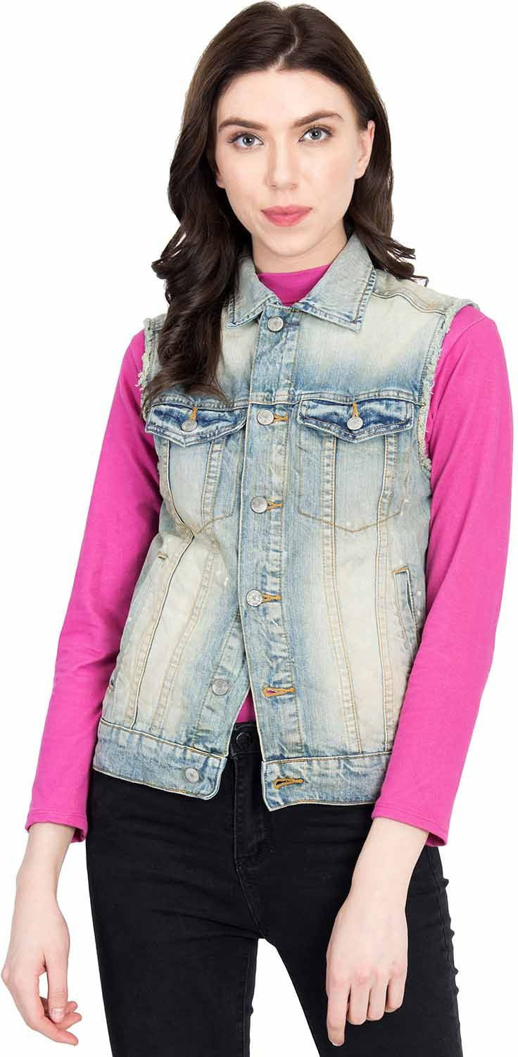 KOTTY Sleeveless Dyed/Ombre Women Denim Jacket 