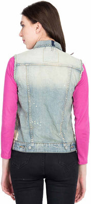 KOTTY Sleeveless Dyed/Ombre Women Denim Jacket 