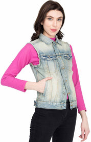 KOTTY Sleeveless Dyed/Ombre Women Denim Jacket 