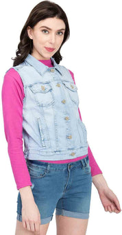 KOTTY Sleeveless Solid Women Denim Jacket 