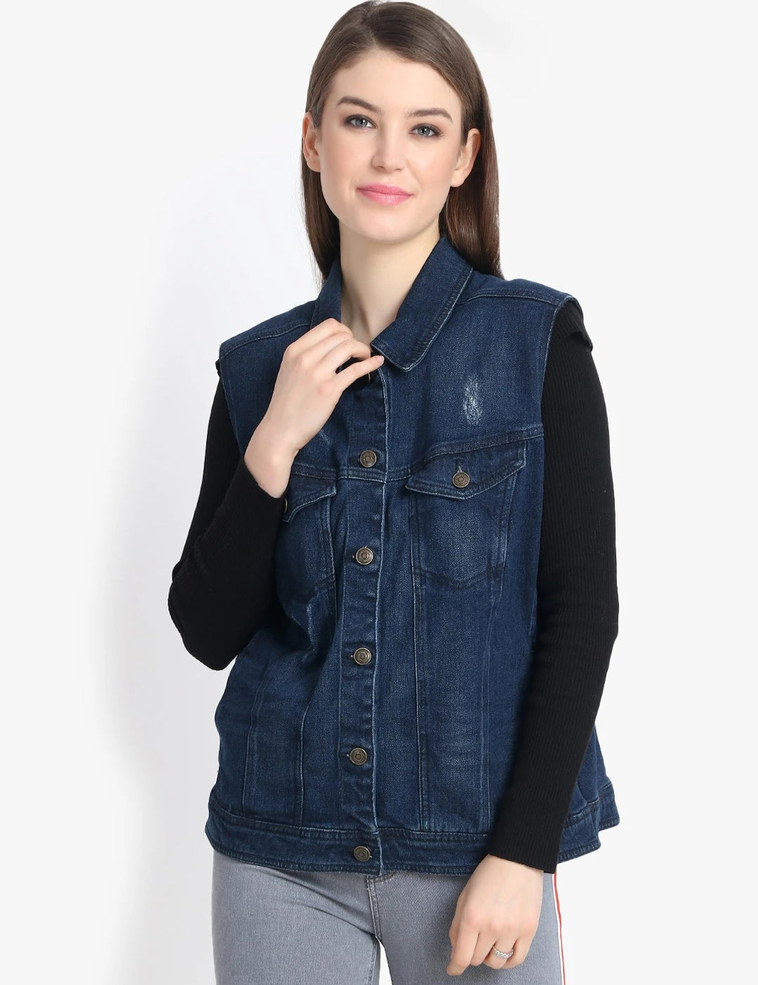 KOTTY Sleeveless Washed Women Denim Jacket 