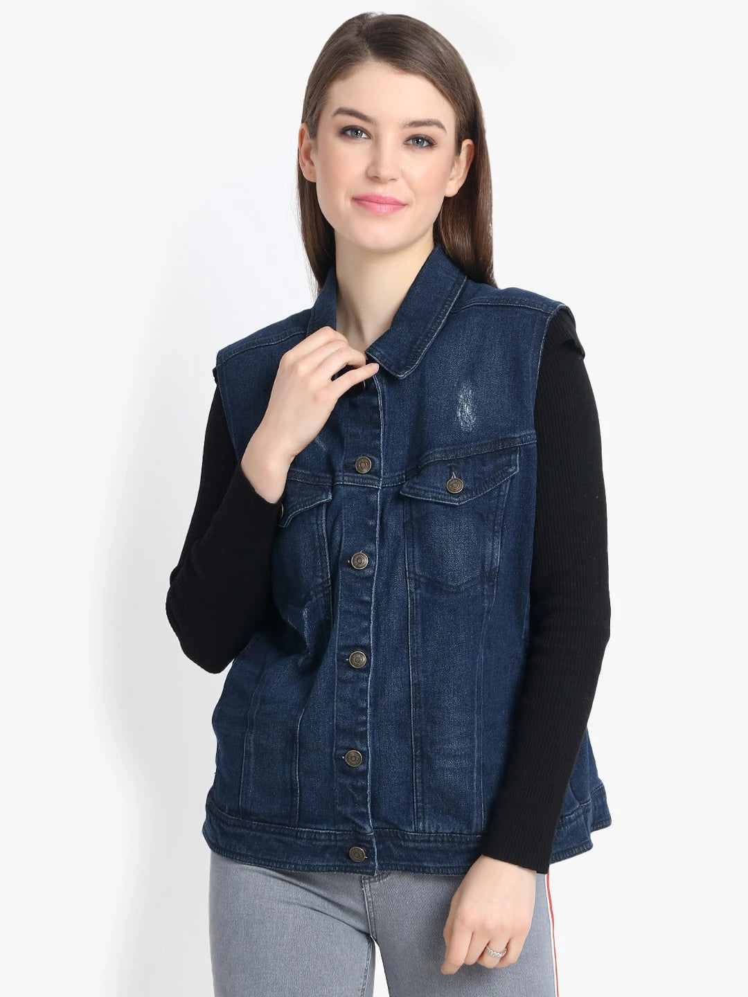 KOTTY Sleeveless Washed Women Denim Jacket 