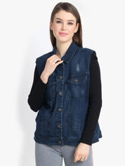 KOTTY Sleeveless Washed Women Denim Jacket 