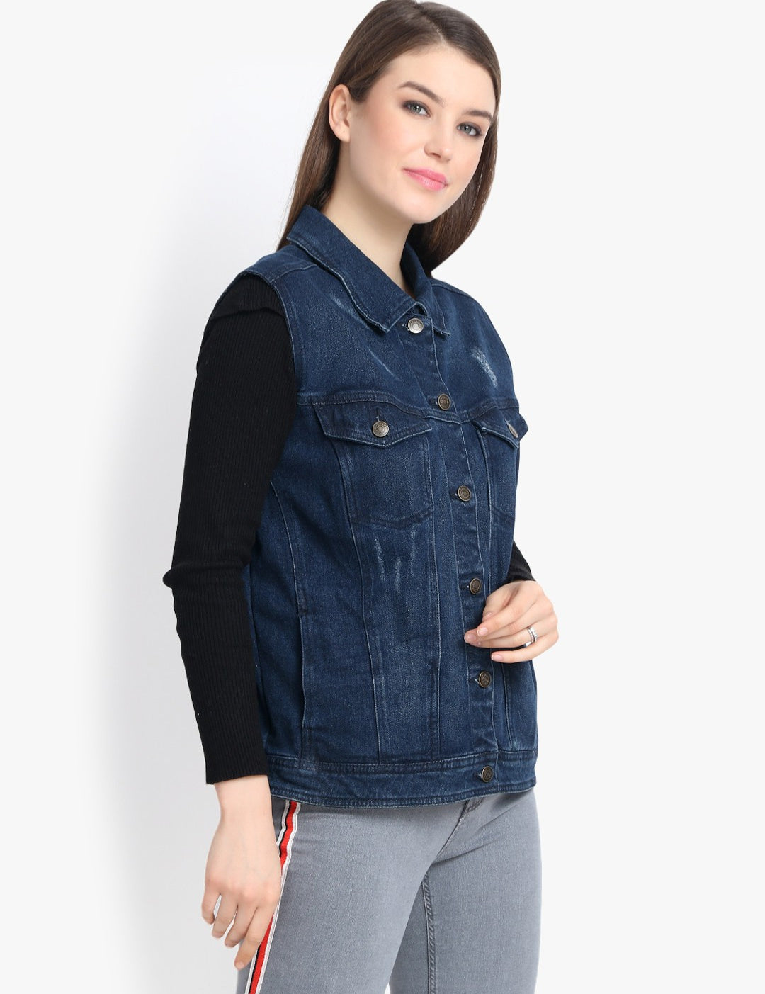KOTTY Sleeveless Washed Women Denim Jacket 