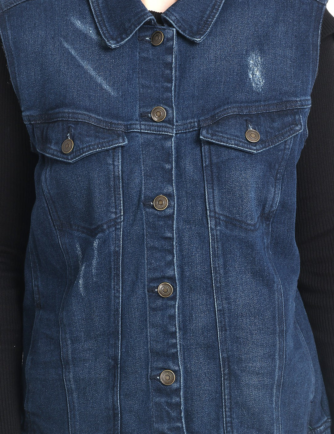 KOTTY Sleeveless Washed Women Denim Jacket 
