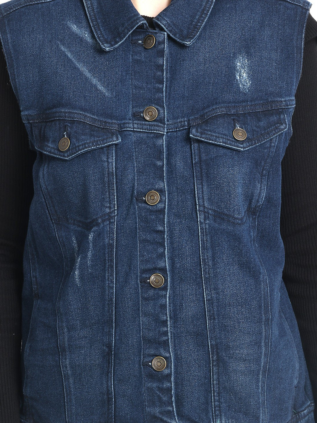 KOTTY Sleeveless Washed Women Denim Jacket 