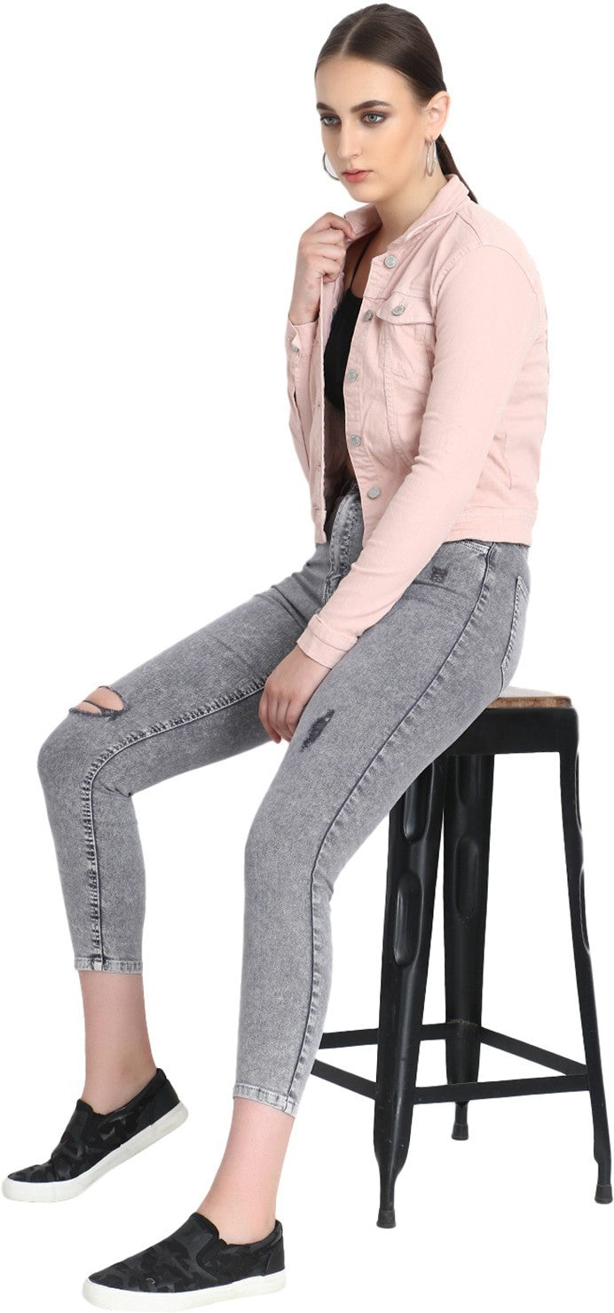 KOTTY Full Sleeve Solid Women Denim Jacket 