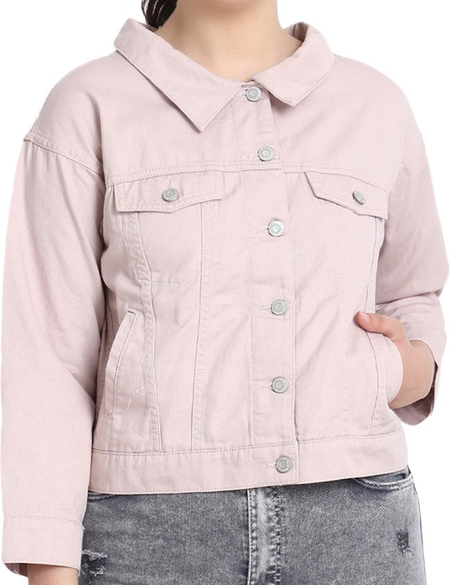 4th Sleeve Self Design Women Denim Jacket 