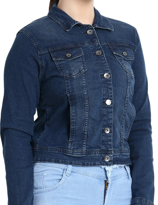 KOTTY Full Sleeve Washed Women Denim Jacket 