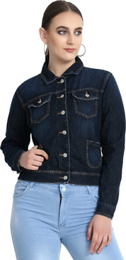KOTTY Full Sleeve Washed Women Denim Jacket 