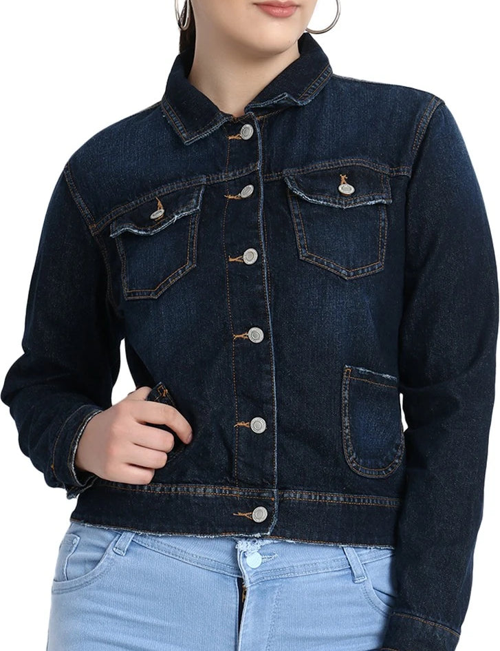 KOTTY Full Sleeve Washed Women Denim Jacket 