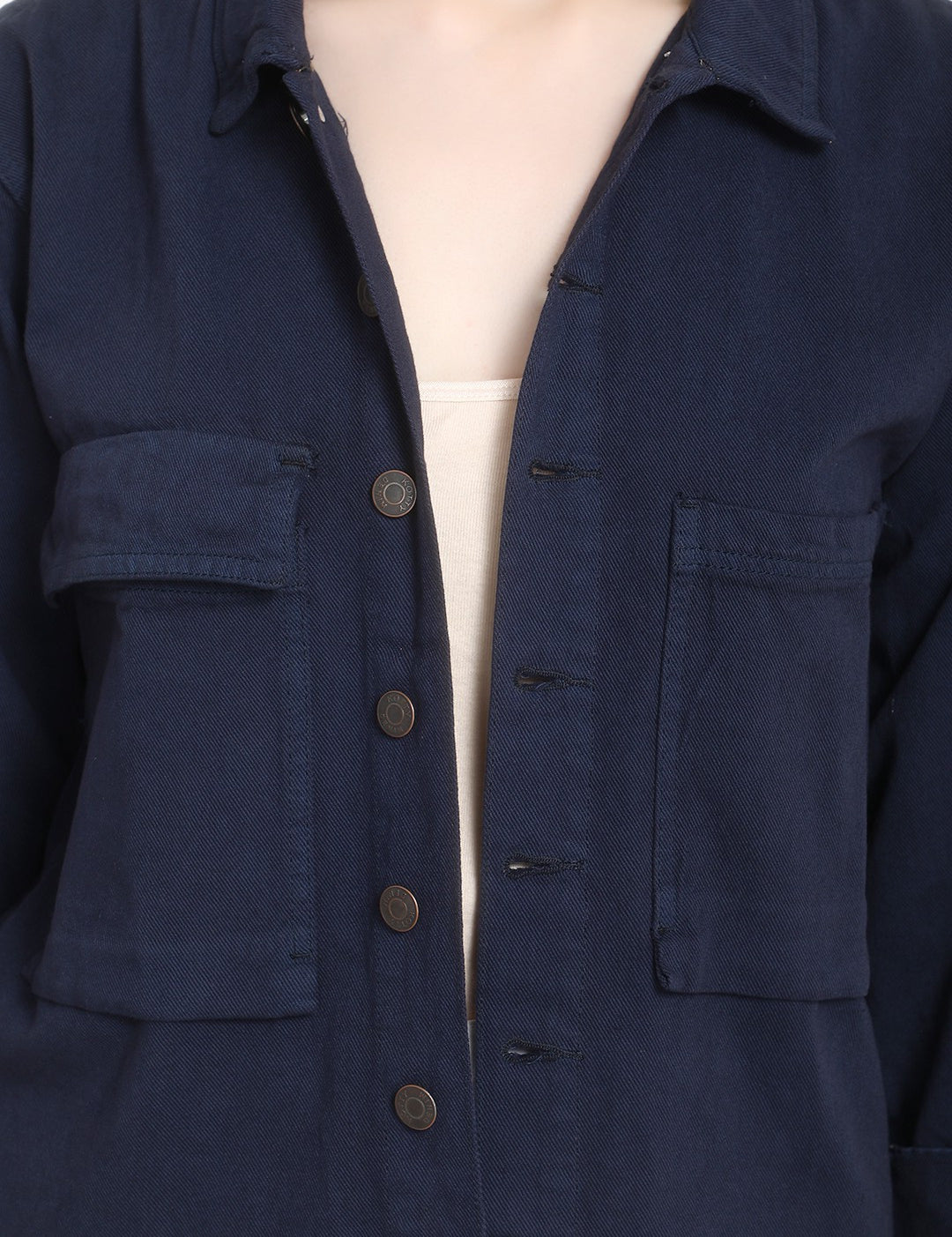 4th Sleeve Washed Women Denim Jacket 
