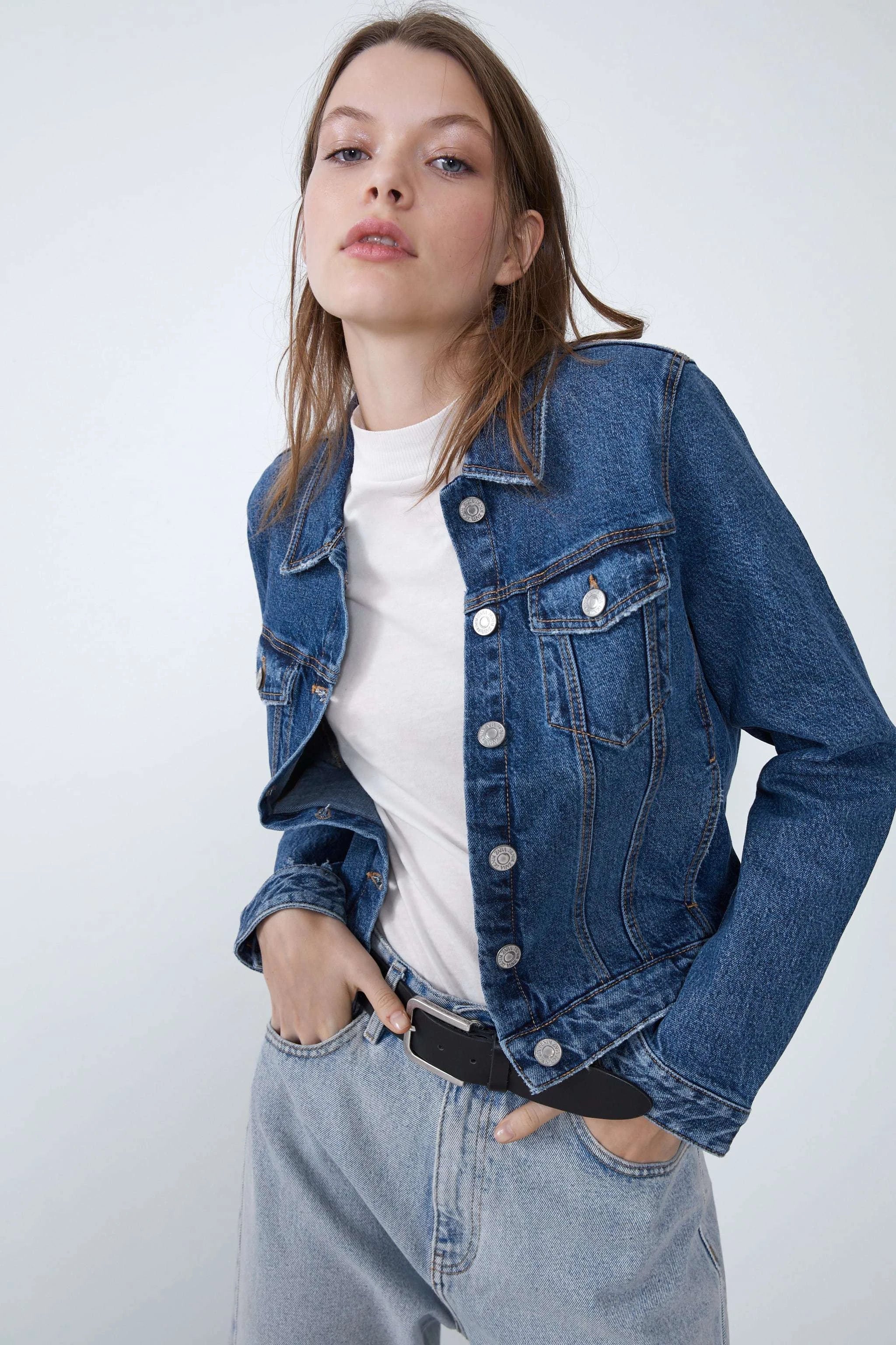 KOTTY Women Oversized Denim Jacket (Blue,Large)