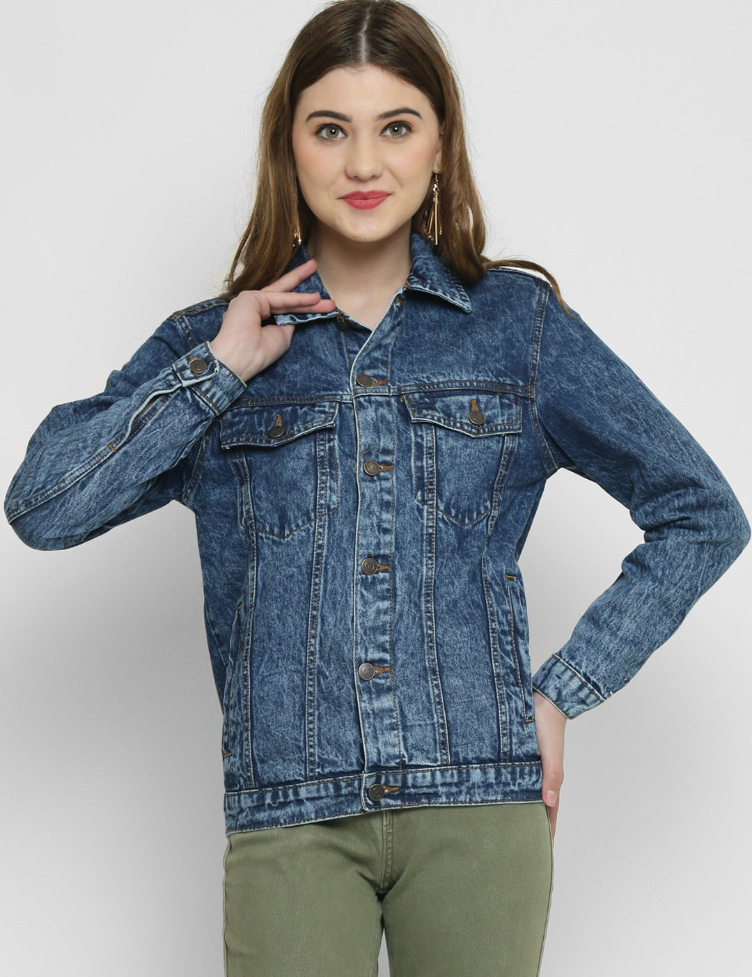 KOTTY Blue Solid Women Denim Jacket - KTTDENIMJACKET225L