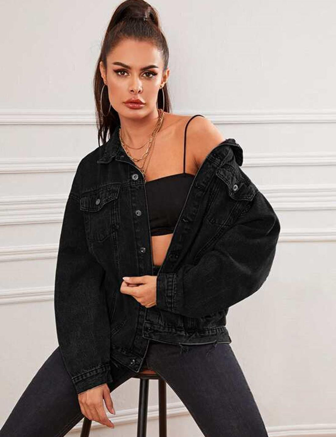 KOTTY Full Sleeve Solid Women Denim Jacket 
