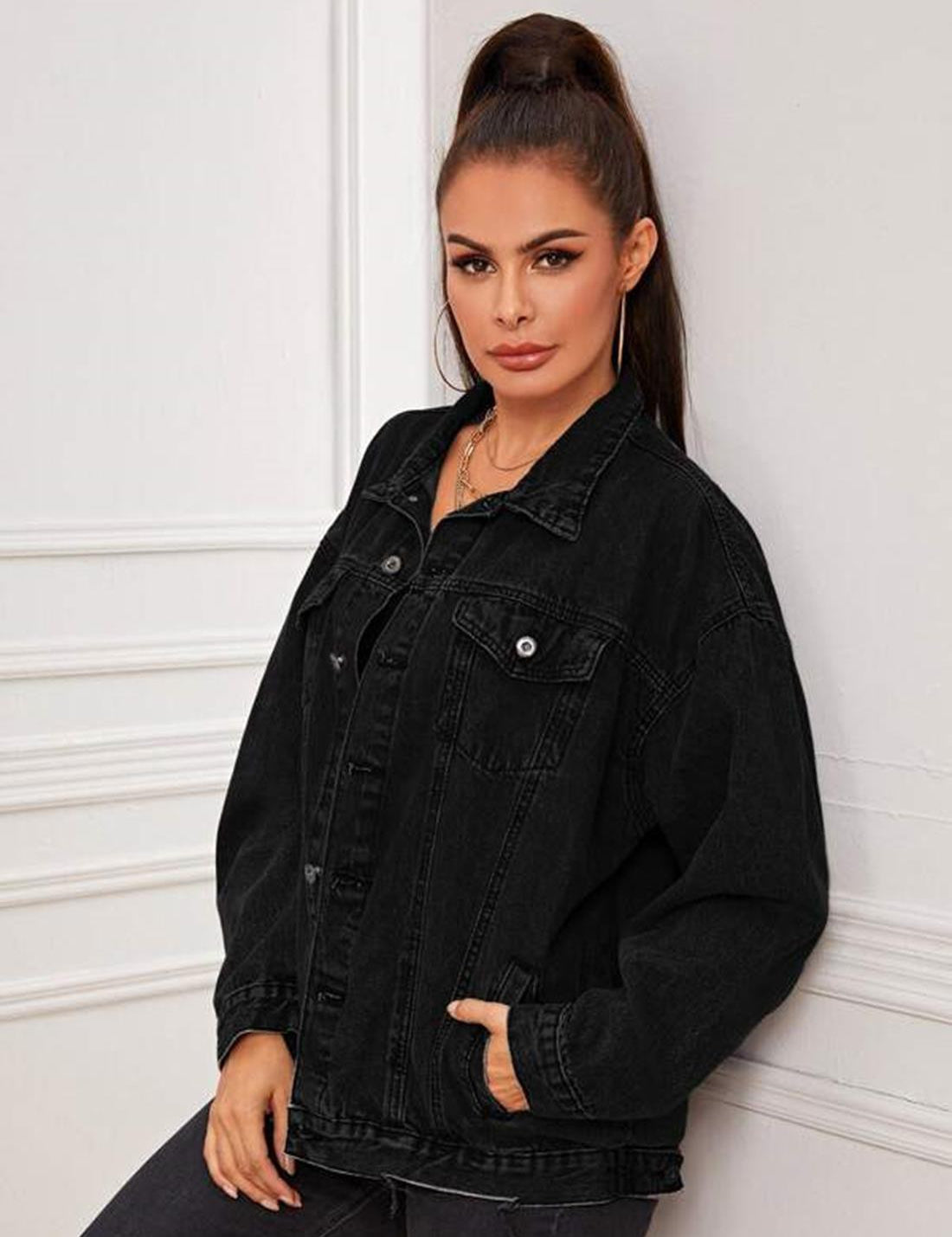 KOTTY Full Sleeve Solid Women Denim Jacket 