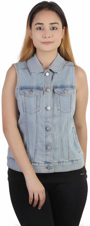 KOTTY Sleeveless Solid Women Denim Jacket 