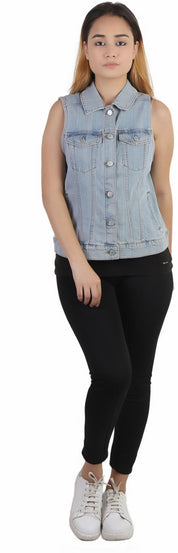 KOTTY Sleeveless Solid Women Denim Jacket 