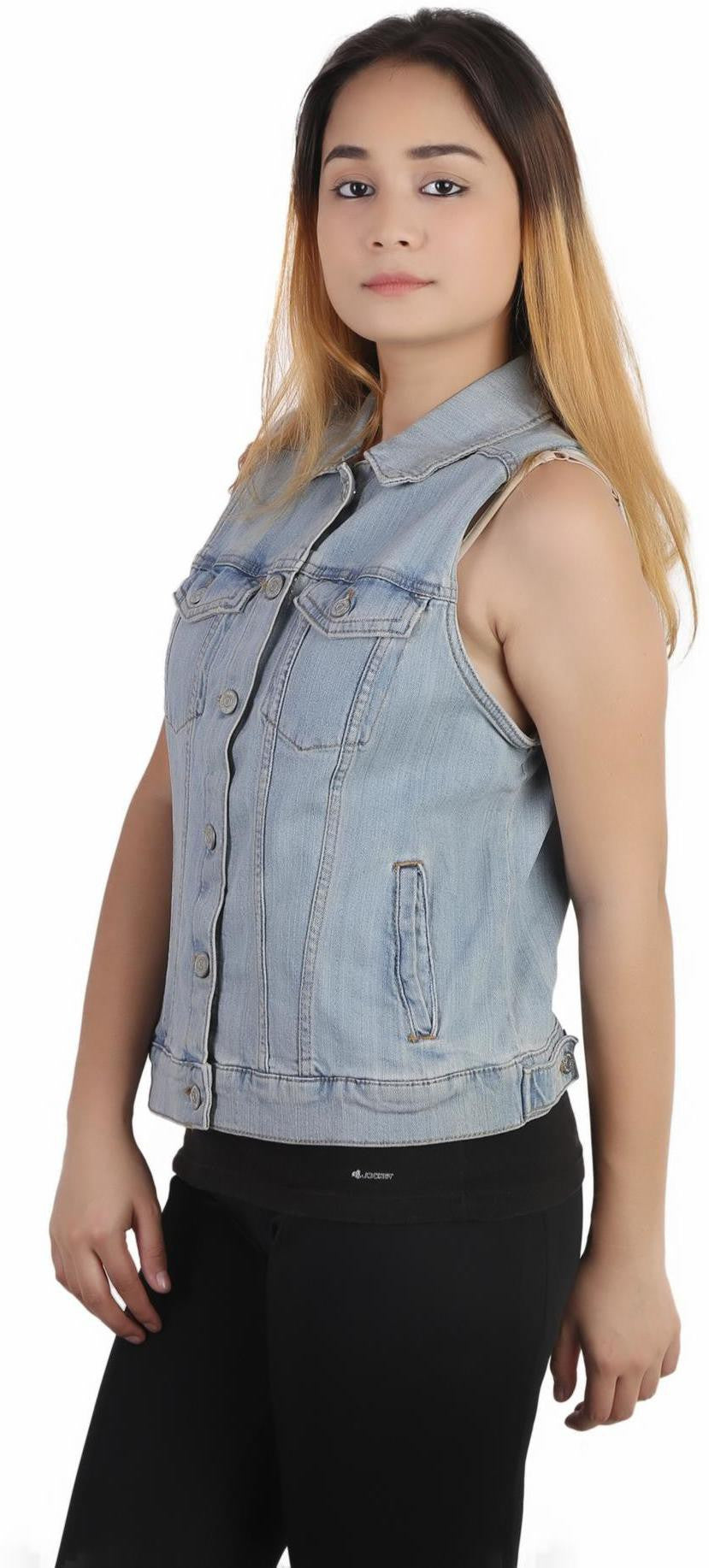 KOTTY Sleeveless Solid Women Denim Jacket 