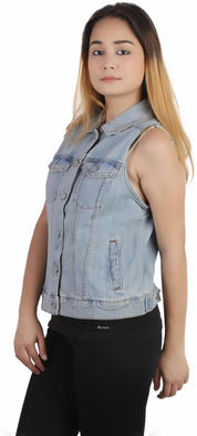 KOTTY Sleeveless Solid Women Denim Jacket 
