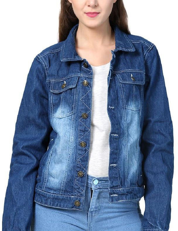 KOTTY Full Sleeve Solid Women Denim Jacket 