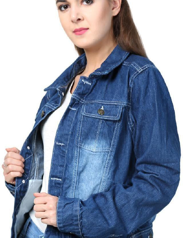 KOTTY Full Sleeve Solid Women Denim Jacket 
