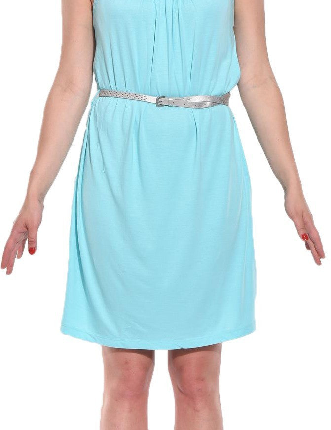 KOTTY Women's Solid Sleeveless Blizzard Blue Causal Dress 