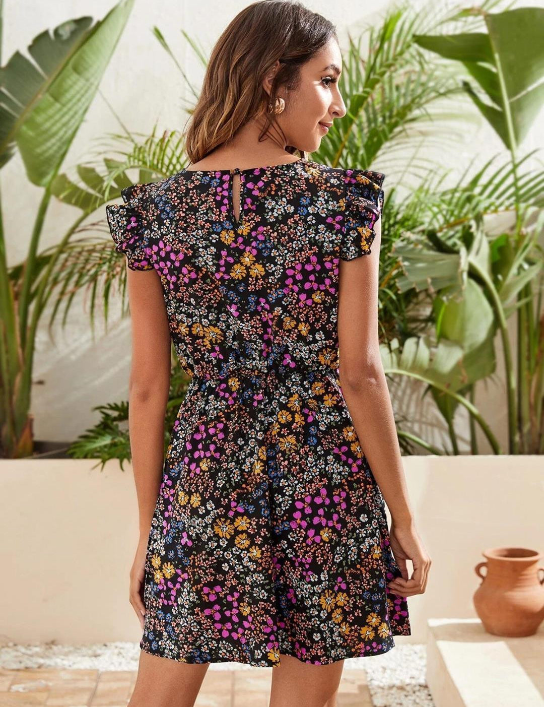 KOTTY Women's One Shoulder A-Line Dress