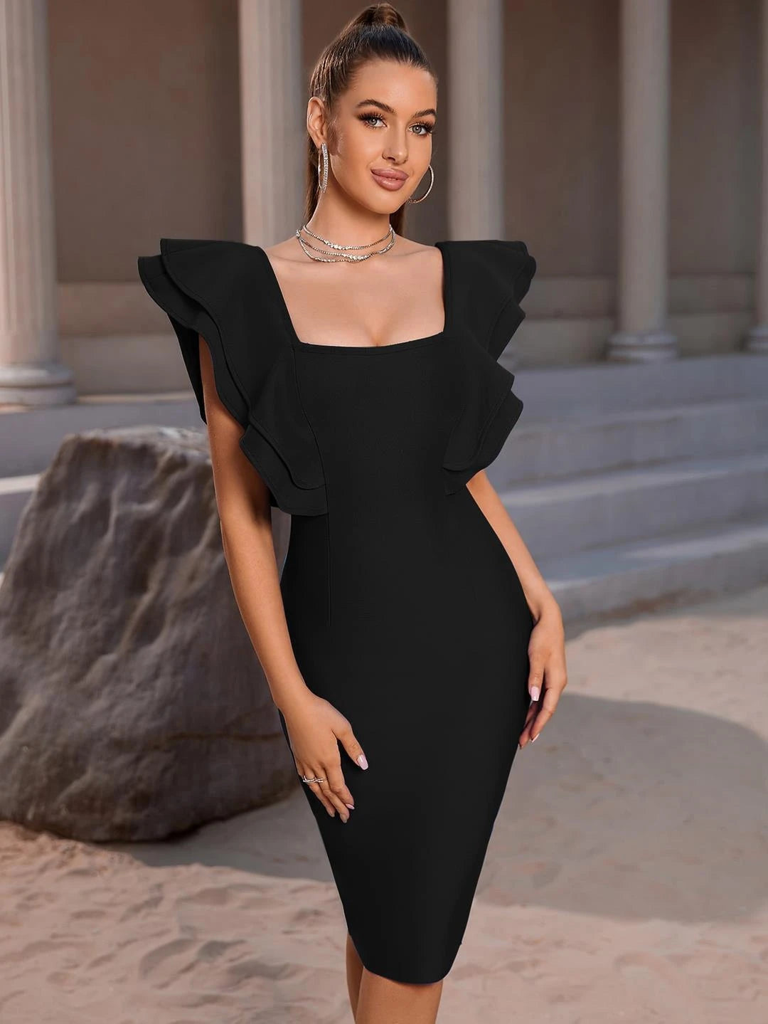 KOTTY Women's Shoulder Straps Bodycon Dress