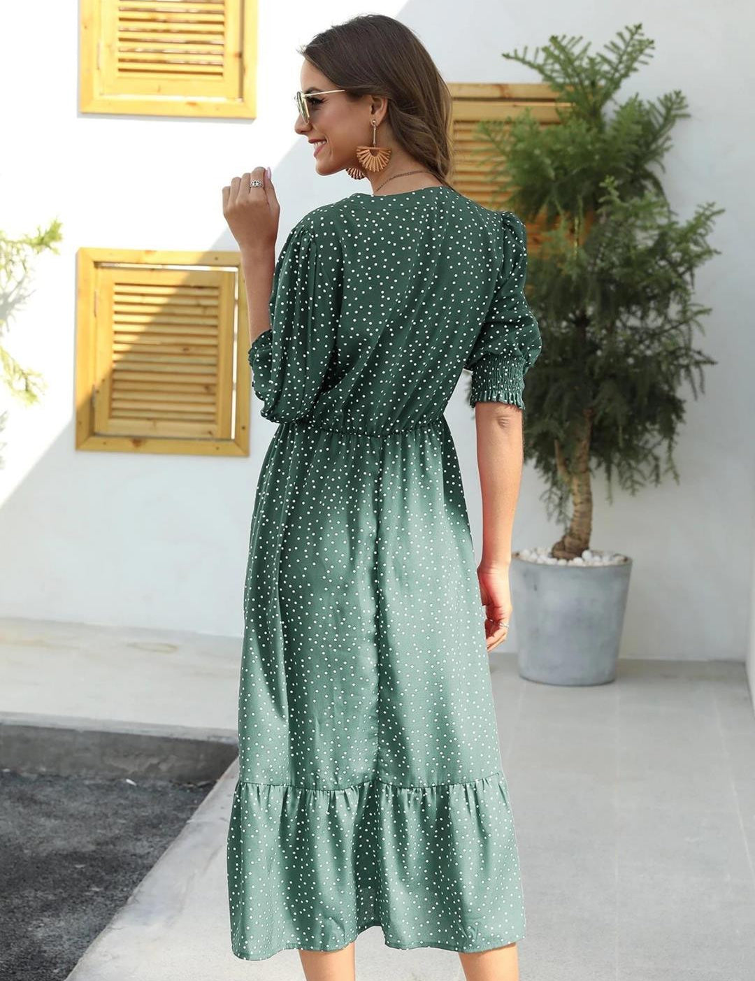 KOTTY Women's Round Neck Tie up A-line Dress