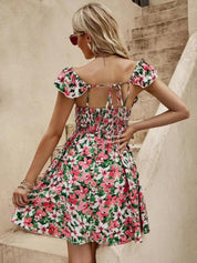 KOTTY Women's Round Neck Sleeveless Gathered A-Line Dress