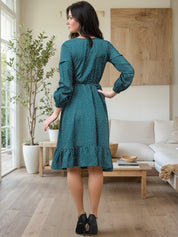 KOTTY Women's Fit and Flare Dark Green Dress