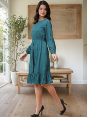 KOTTY Women's Fit and Flare Dark Green Dress