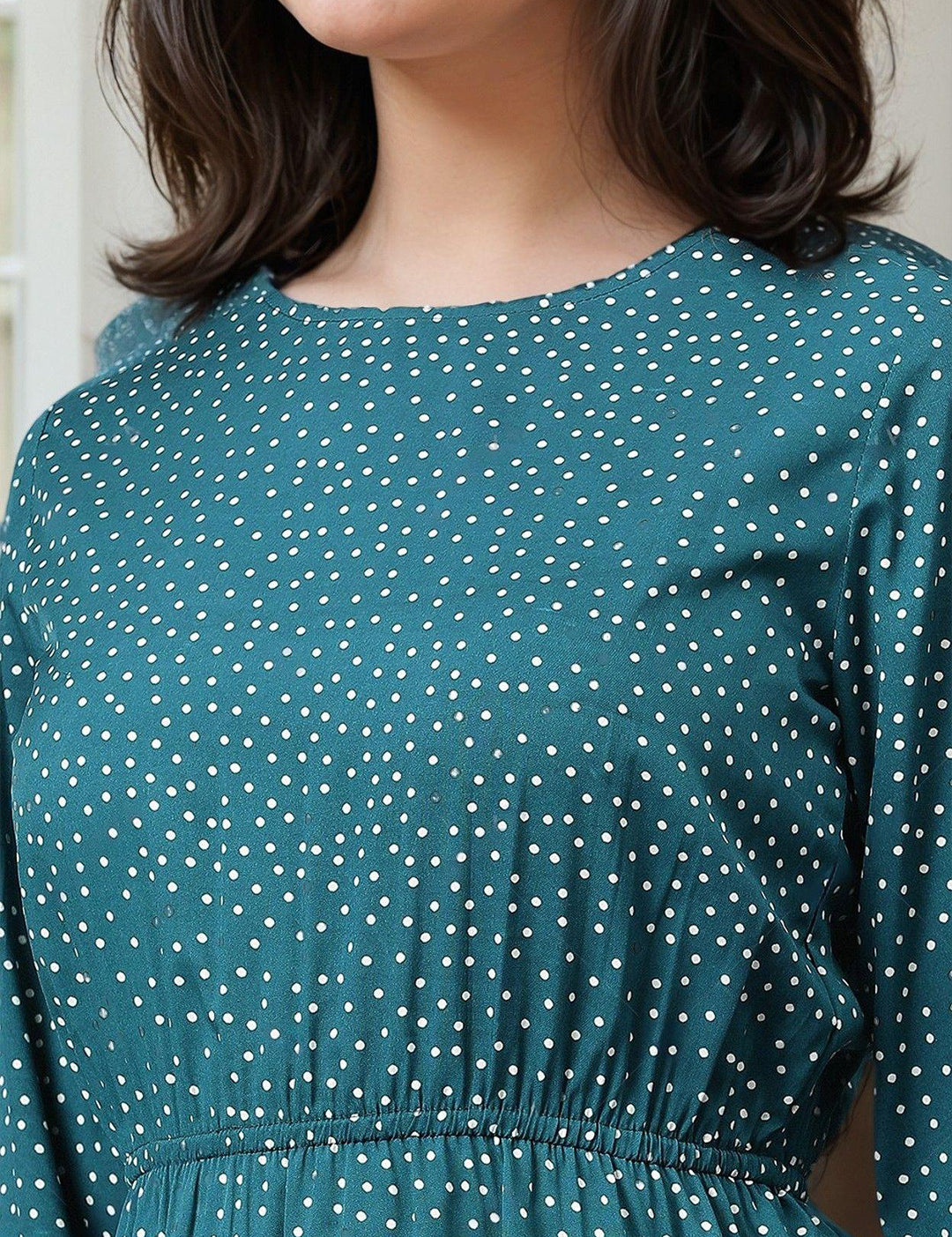 KOTTY Women's Fit and Flare Dark Green Dress