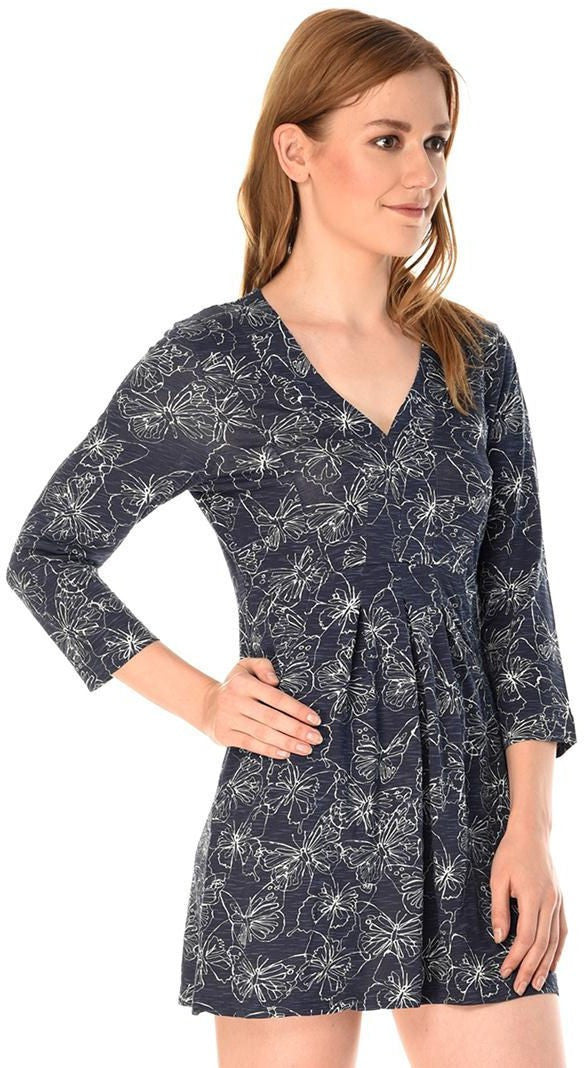 KOTTY Women's Abstract Printed Shoulder Straps Fit and Flare Midi Dress