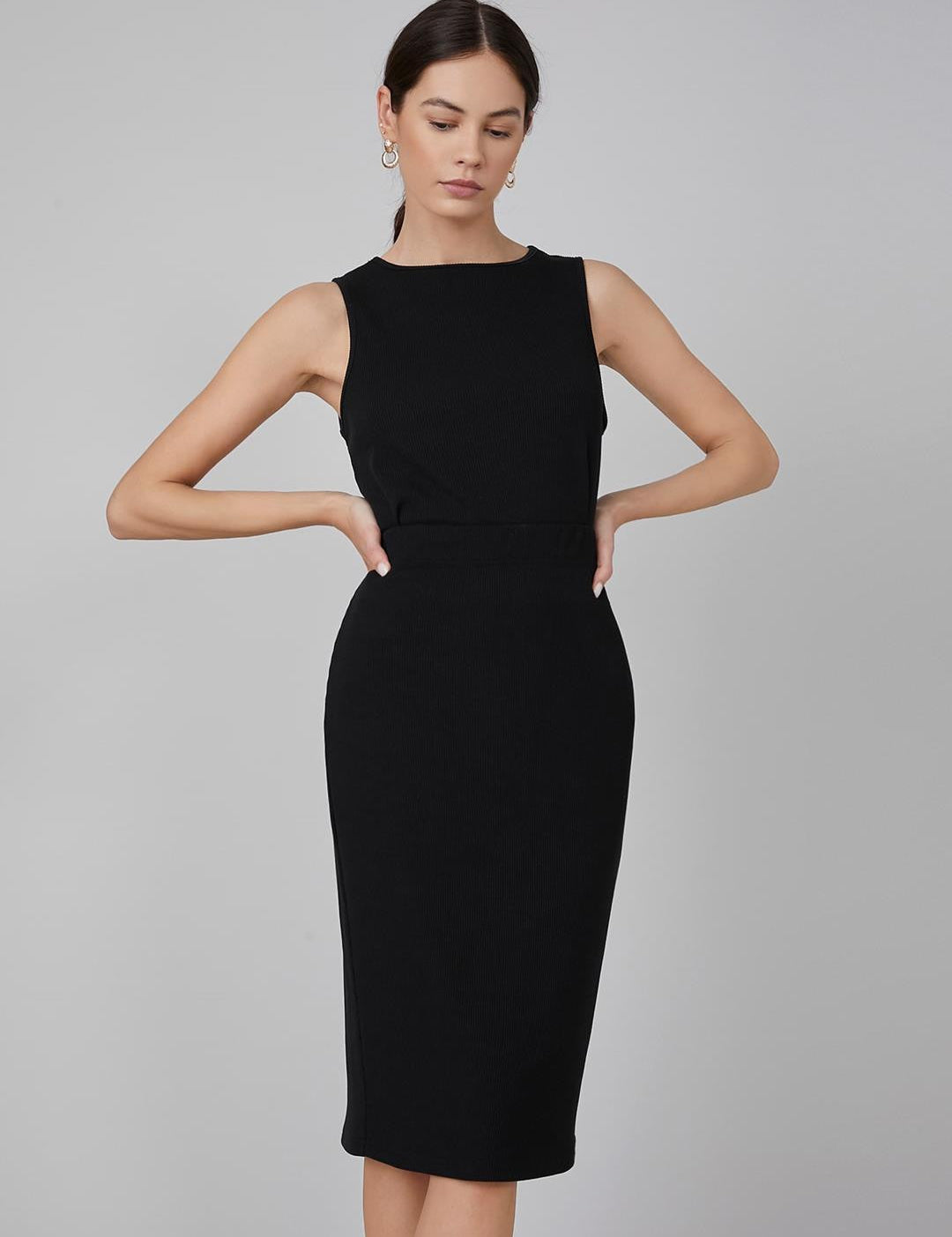 KOTTY Women's Solid Bodycon Black Dress