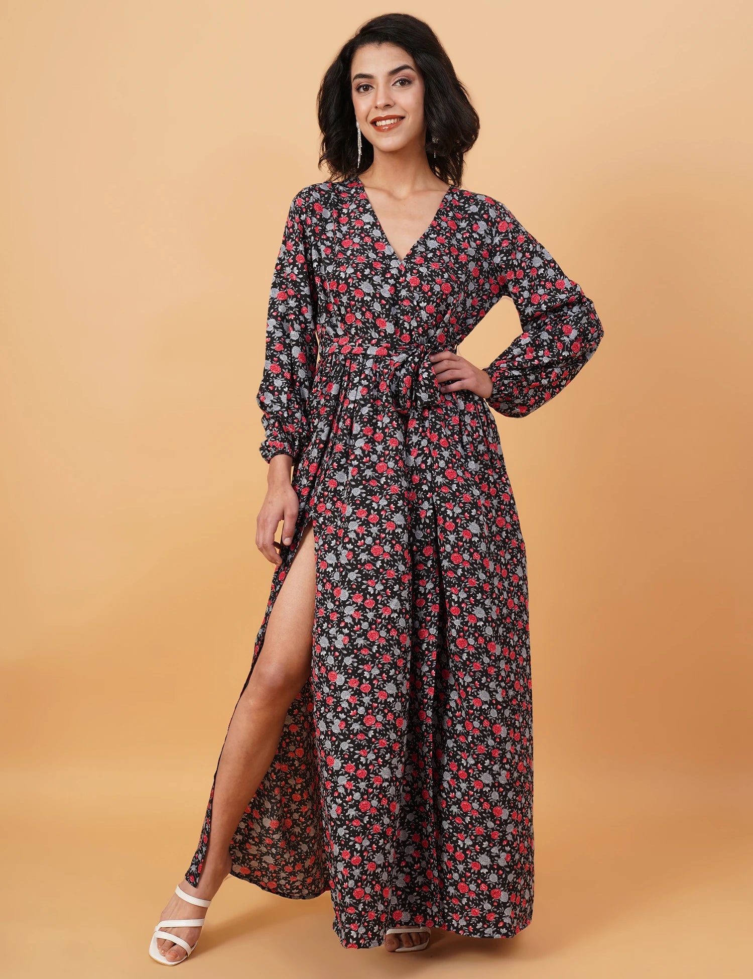 KOTTY Women's Maxi V-Neck Dress
