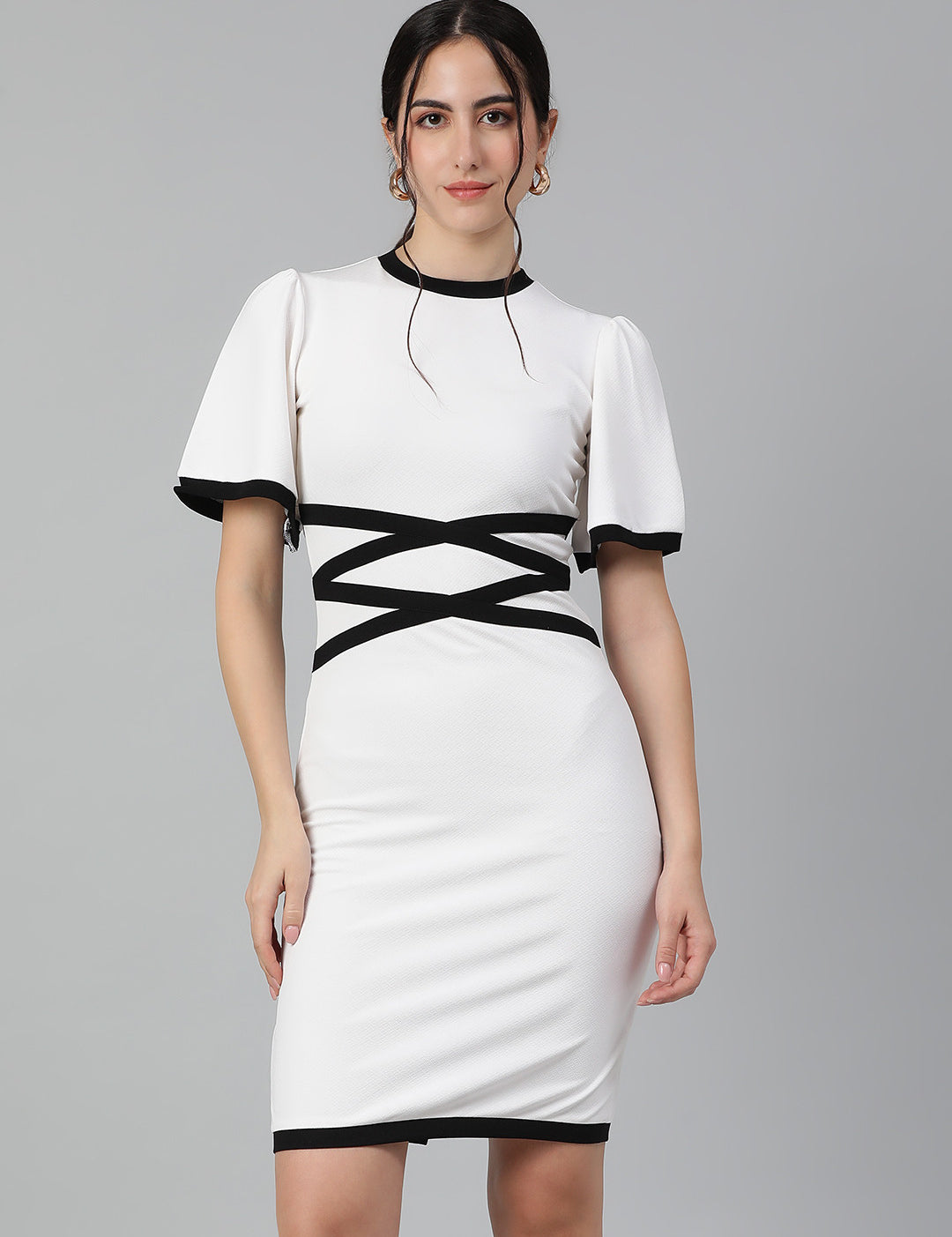 KOTTY Women's Round Neck Sleeveless Tulip Bodycon Dress