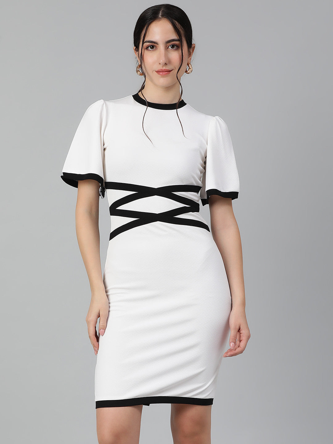 KOTTY Women's Round Neck Sleeveless Tulip Bodycon Dress
