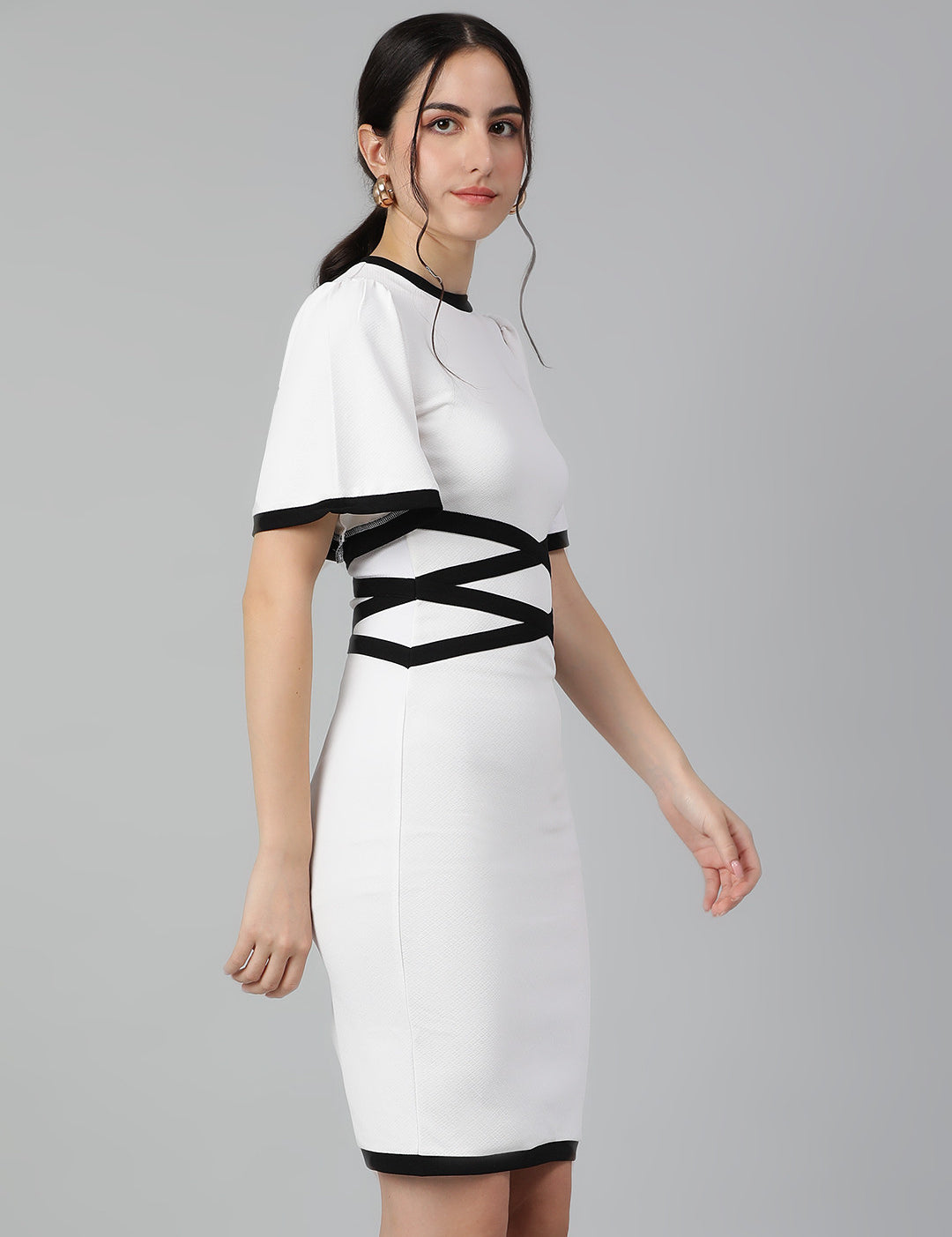 KOTTY Women's Round Neck Sleeveless Tulip Bodycon Dress