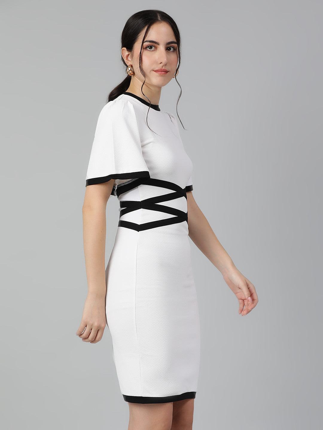 KOTTY Women's Round Neck Sleeveless Tulip Bodycon Dress