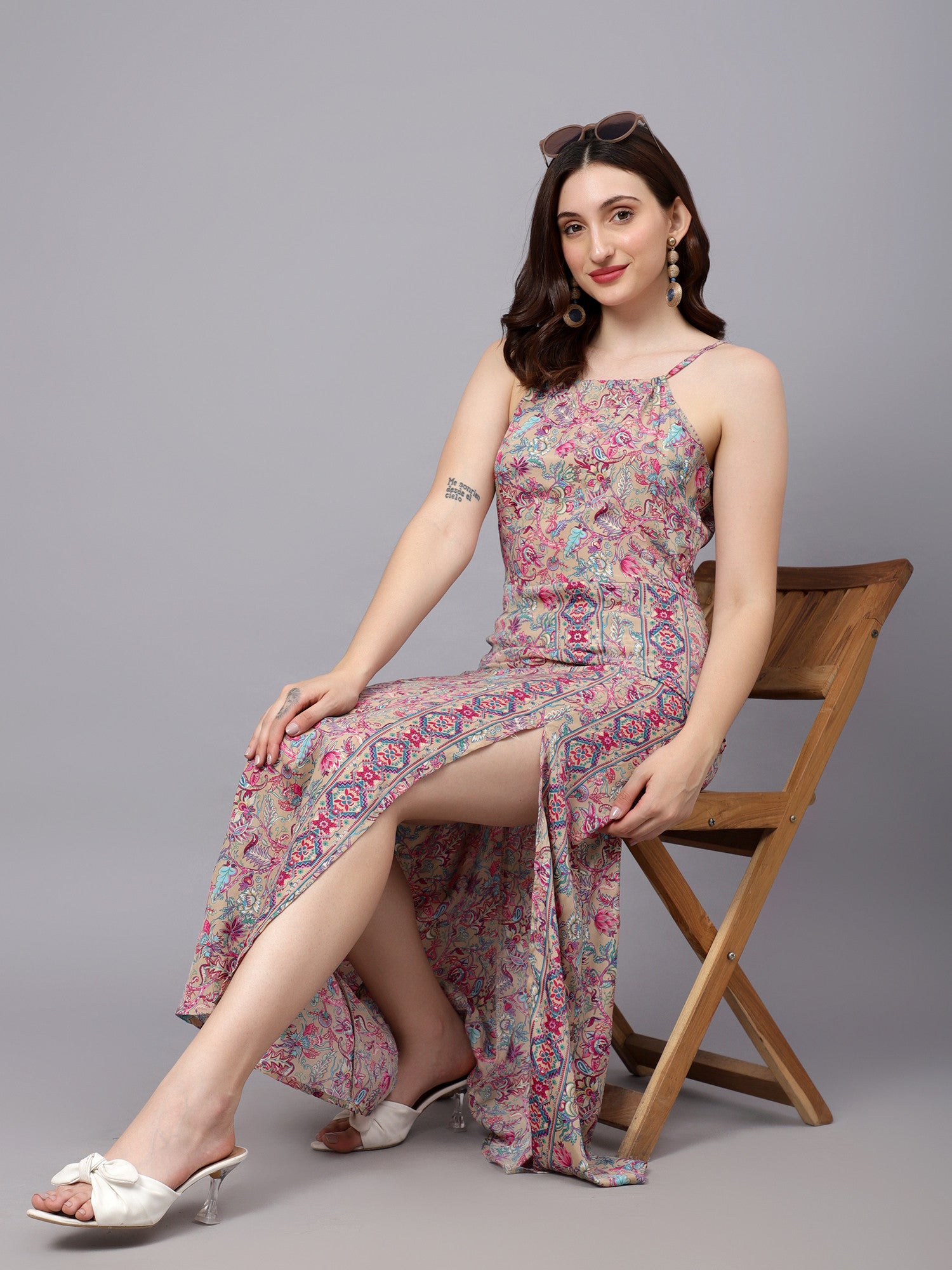 KOTTY Women's Round Neck Sleeveless Bodycon Dress