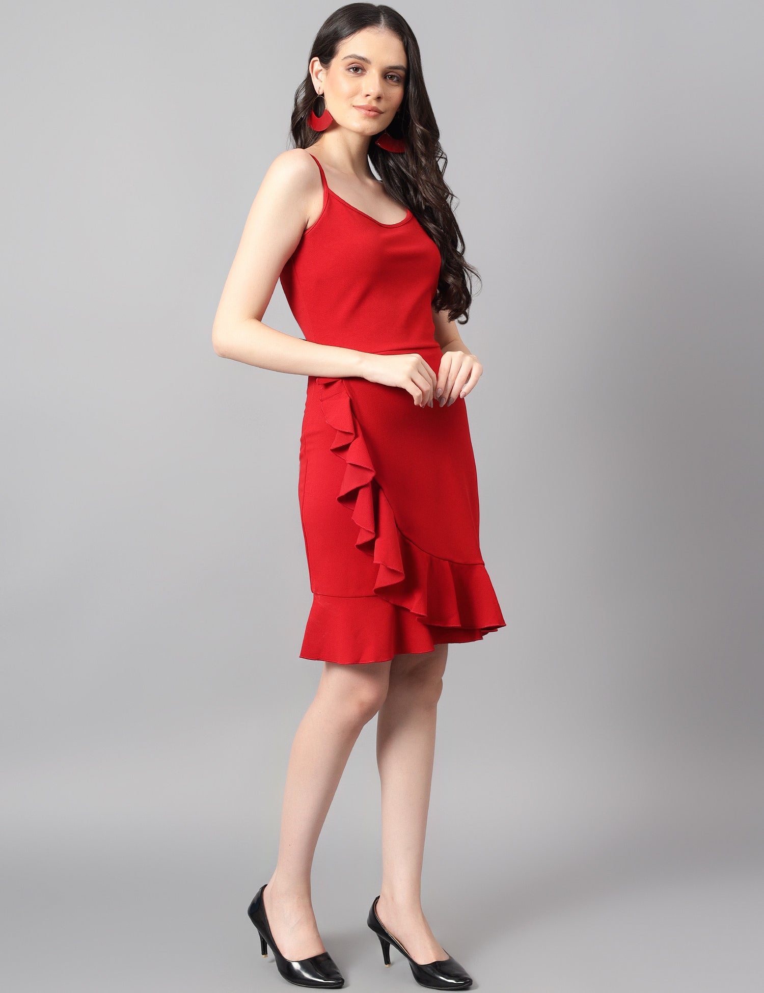 KOTTY Women's One Shoulder Satin Ruched Sheath Midi Dress