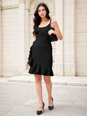 KOTTY Women's Solid Ruffle Dress