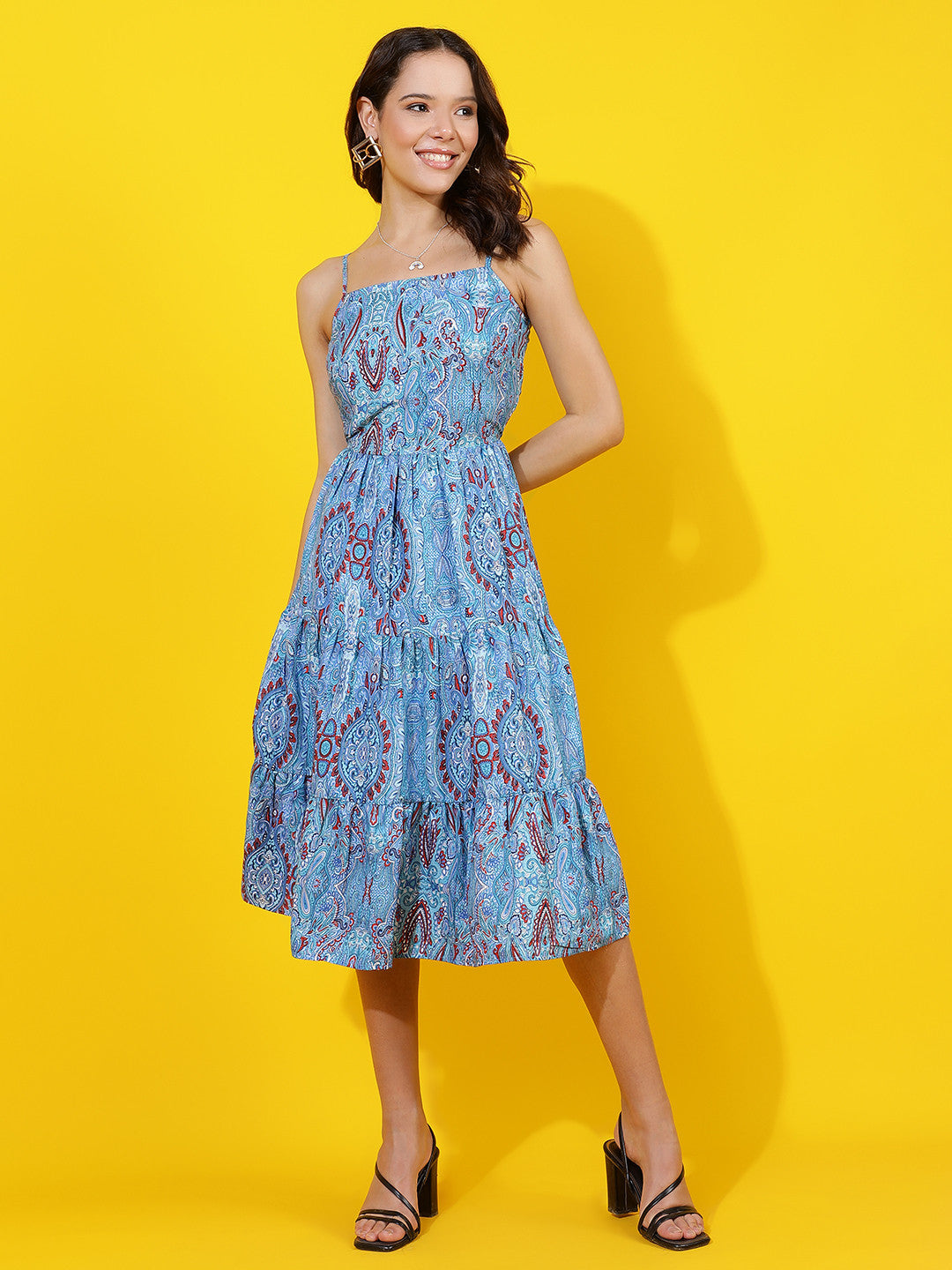 KOTTY Women's Printed Fit And Flare Dress