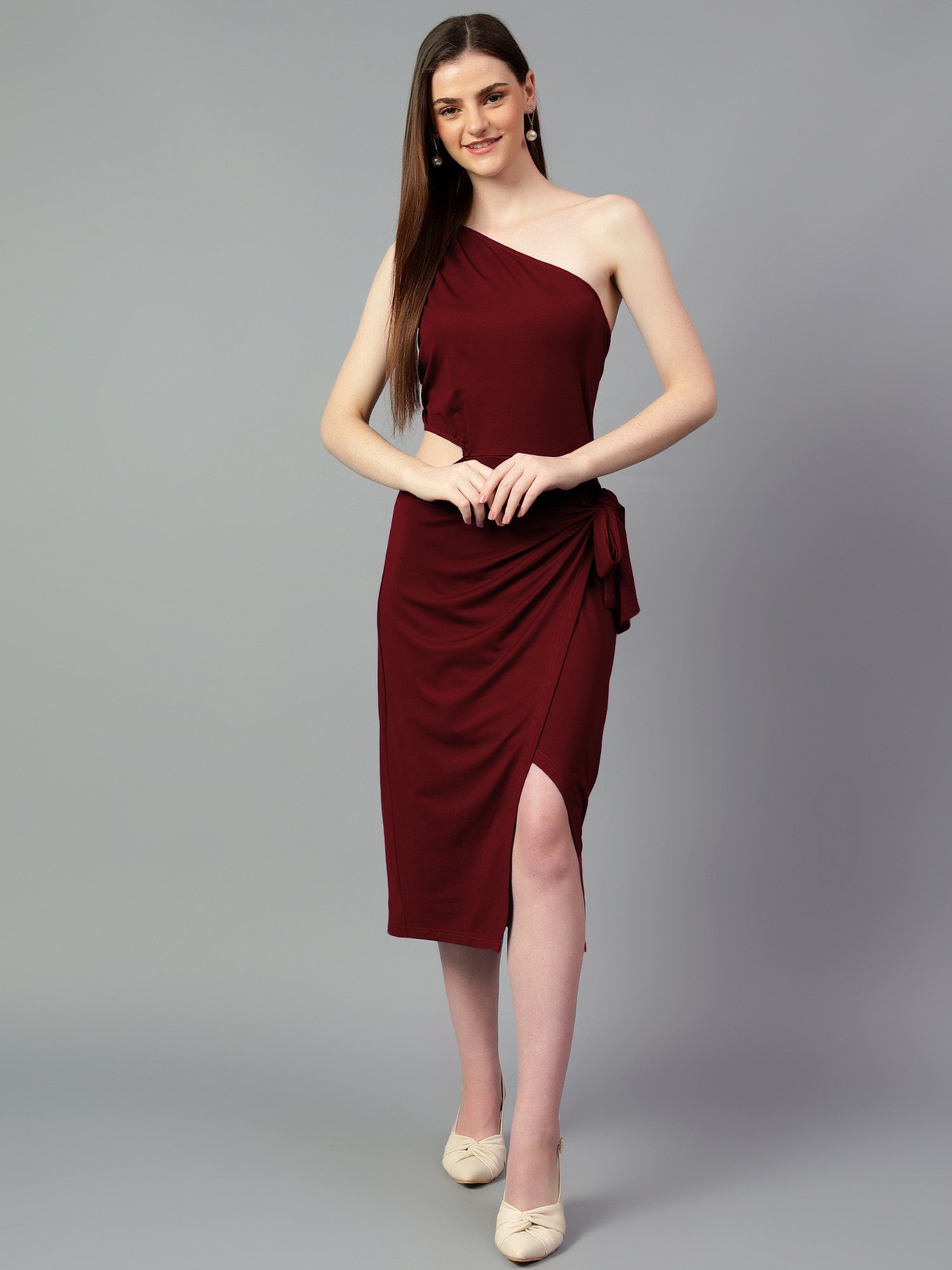 KOTTY Women's Solid One Solder Neck Dress