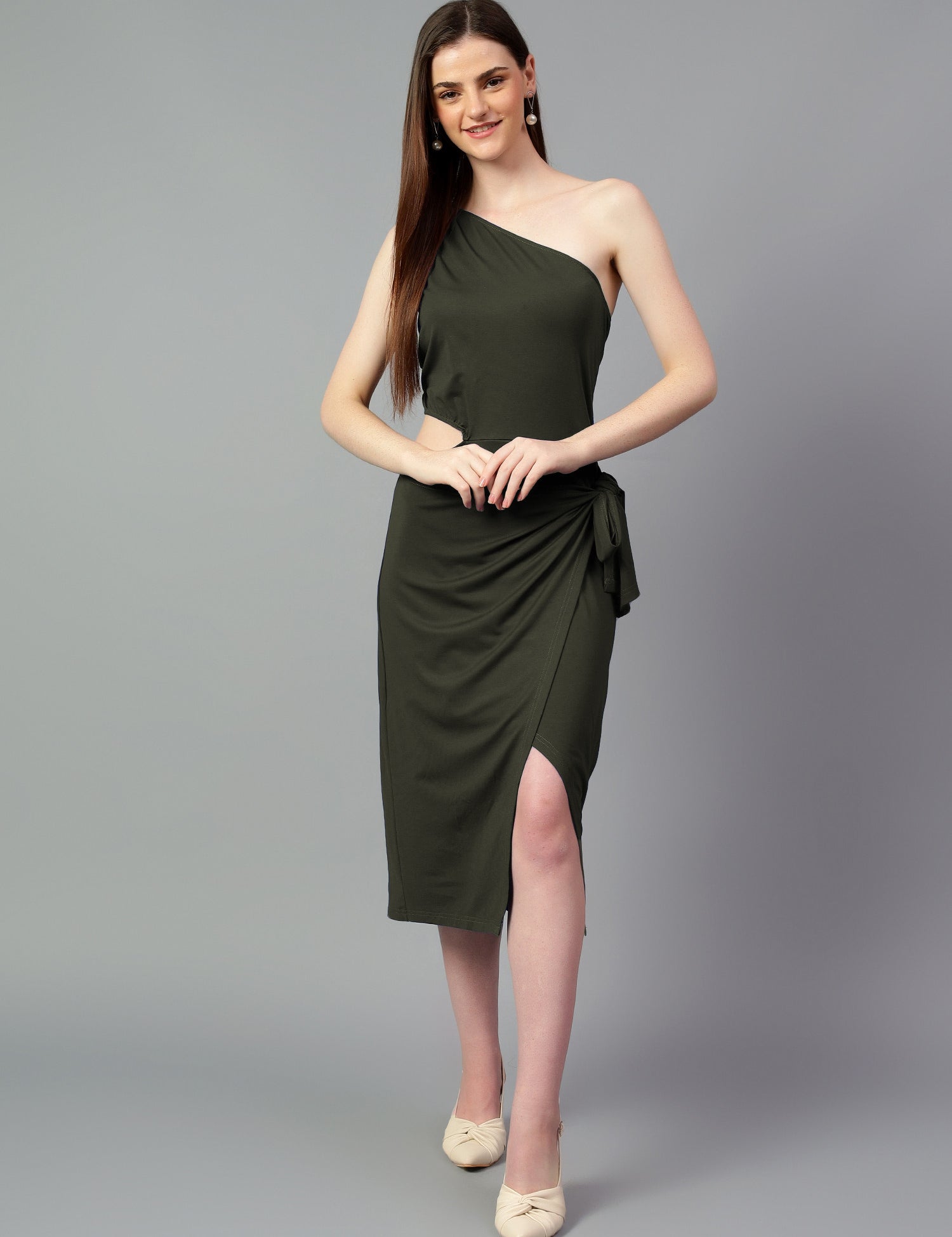 KOTTY Women's Solid One Solder Neck Dress
