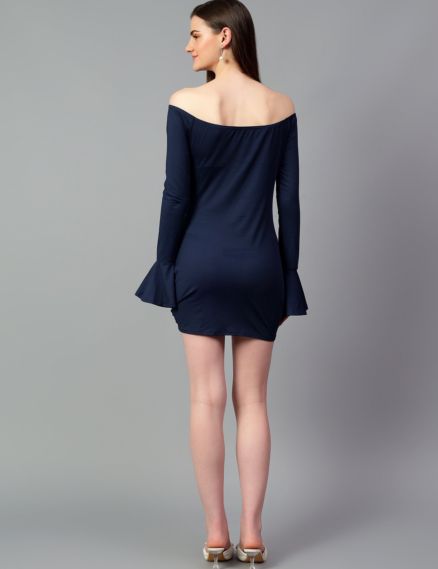 KOTTY Women's Solid Off Solder Neck Dress