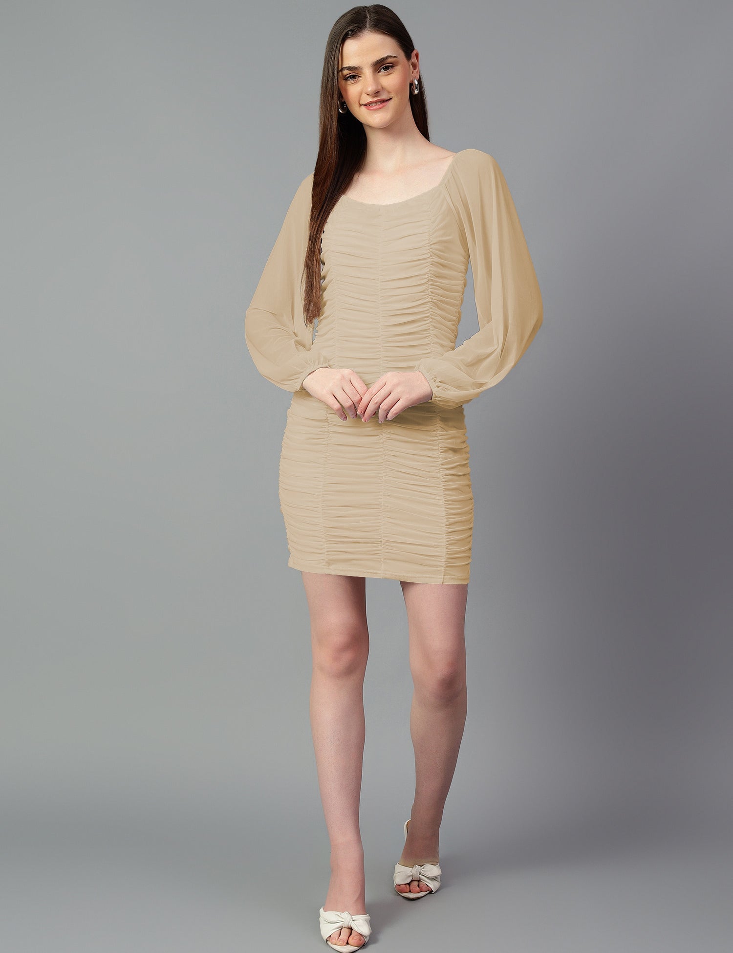 KOTTY Women's Solid Full Slave Squire Nack Dress